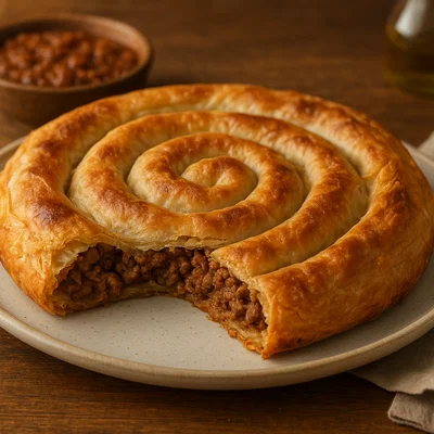 Hausgemachter Burek mit würziger Rindfleischfüllung