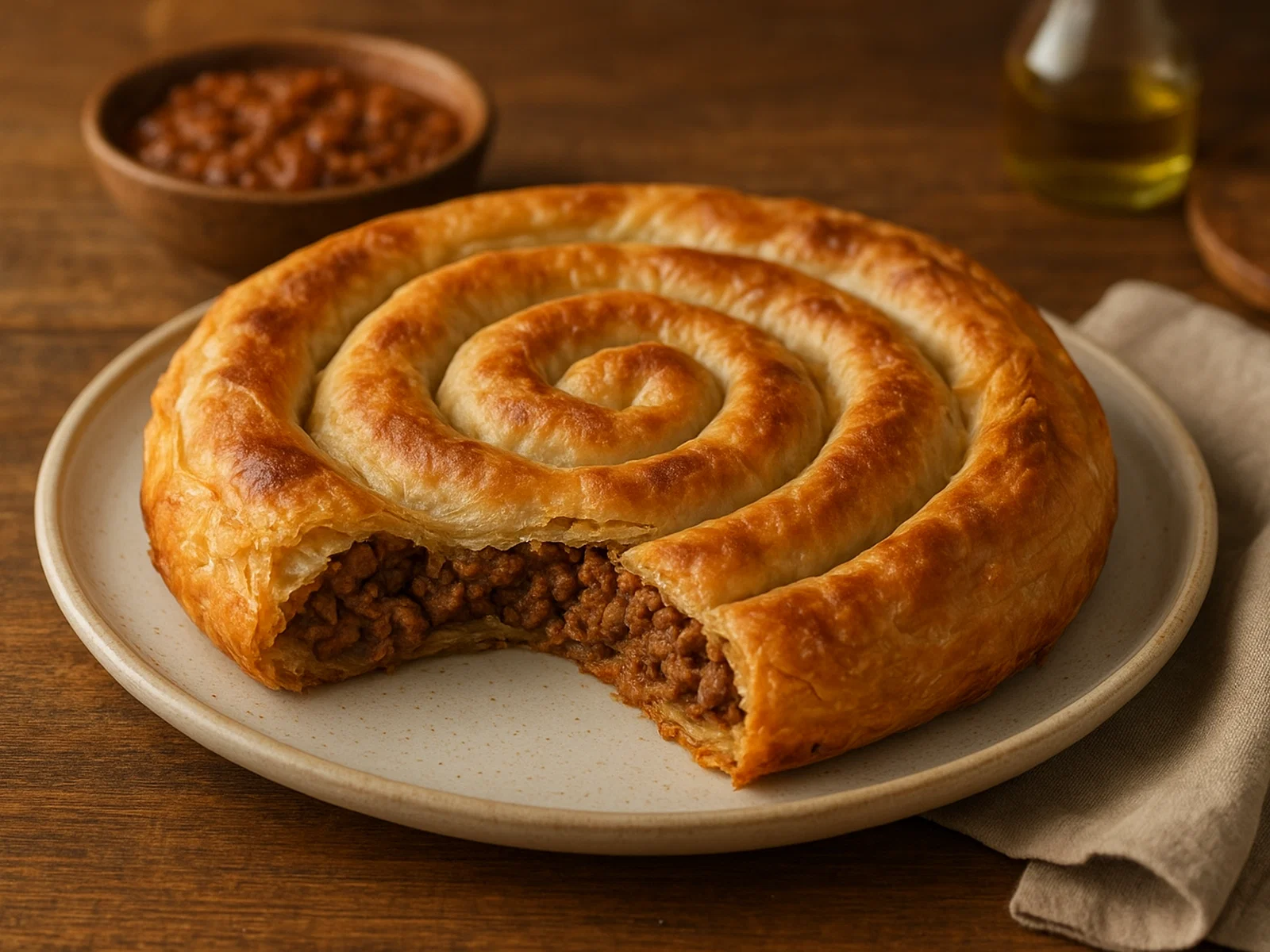 Hausgemachter Burek mit würziger Rindfleischfüllung