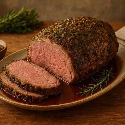 Falkland-Schafsbraten mit Kräuterkruste