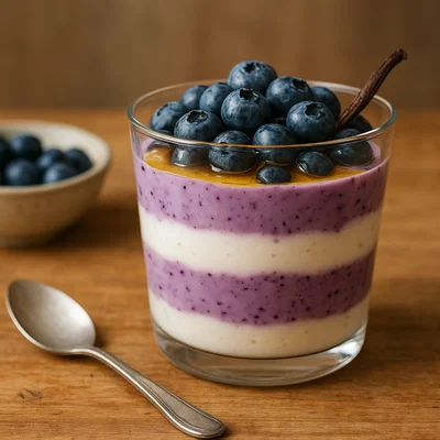 Blaubeer-Joghurt-Parfait mit Honig und Vanille