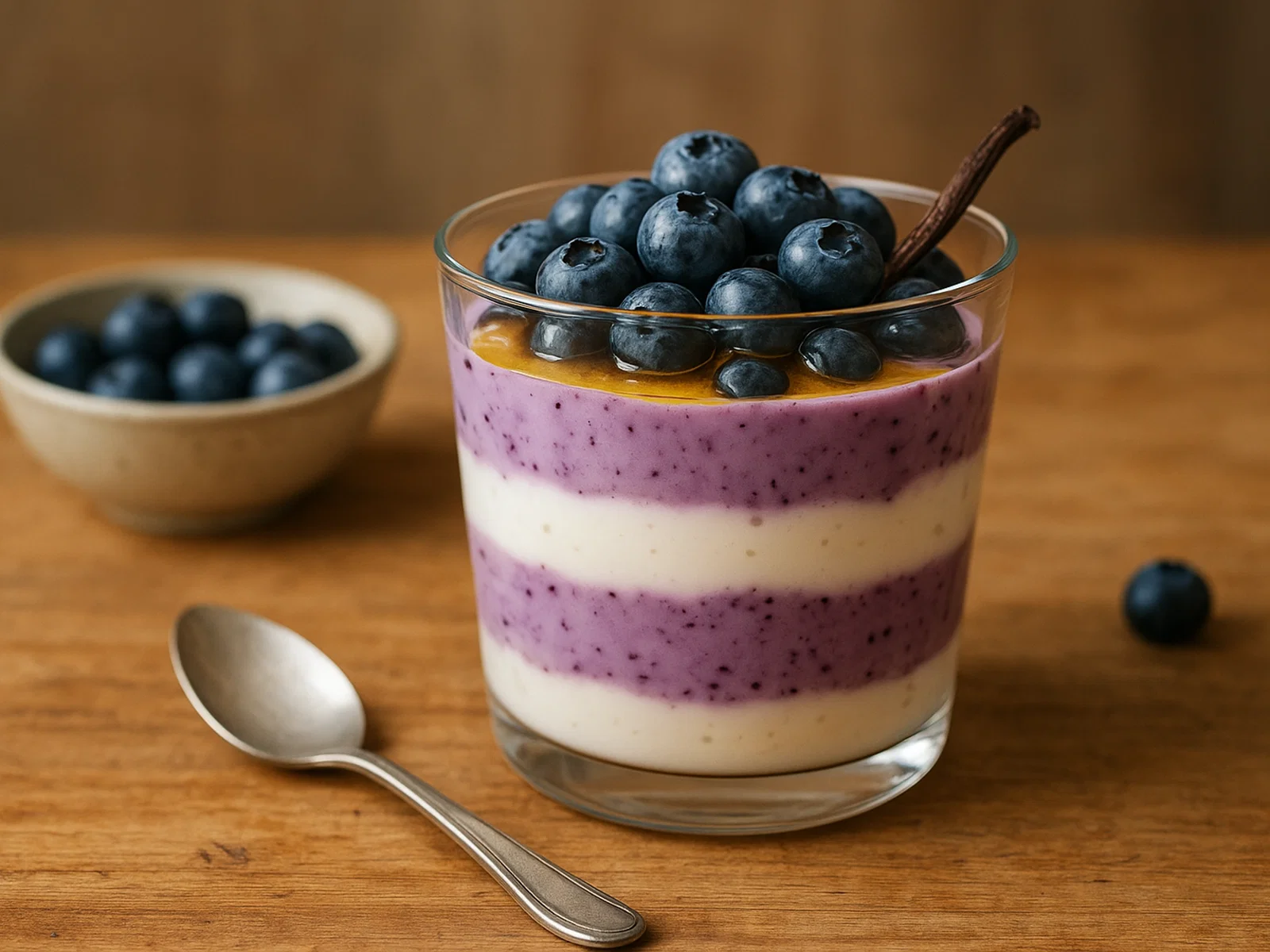 Blaubeer-Joghurt-Parfait mit Honig und Vanille