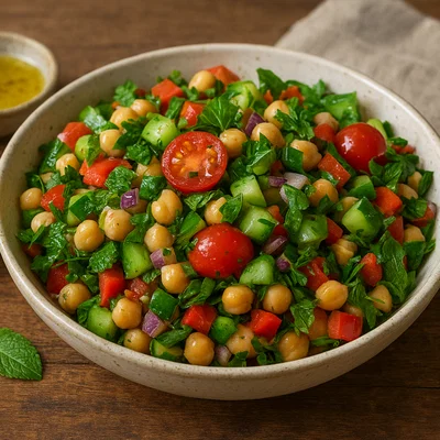 Erfrischender Kichererbsen-Salat mit Zitronen-Dressing
