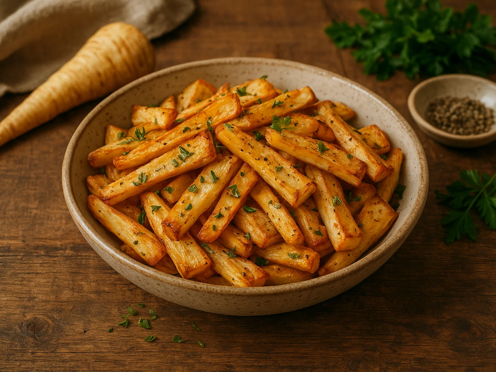 Knusprige Pastinaken‑Chips aus dem Ofen