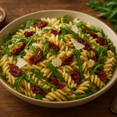 Italienischer Nudelsalat mit getrockneten Tomaten und Parmesan