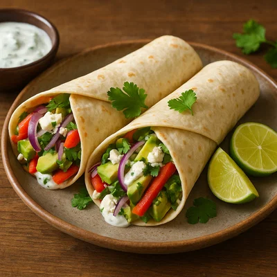 Vegetarische Wraps mit Avocado, Feta und Limette