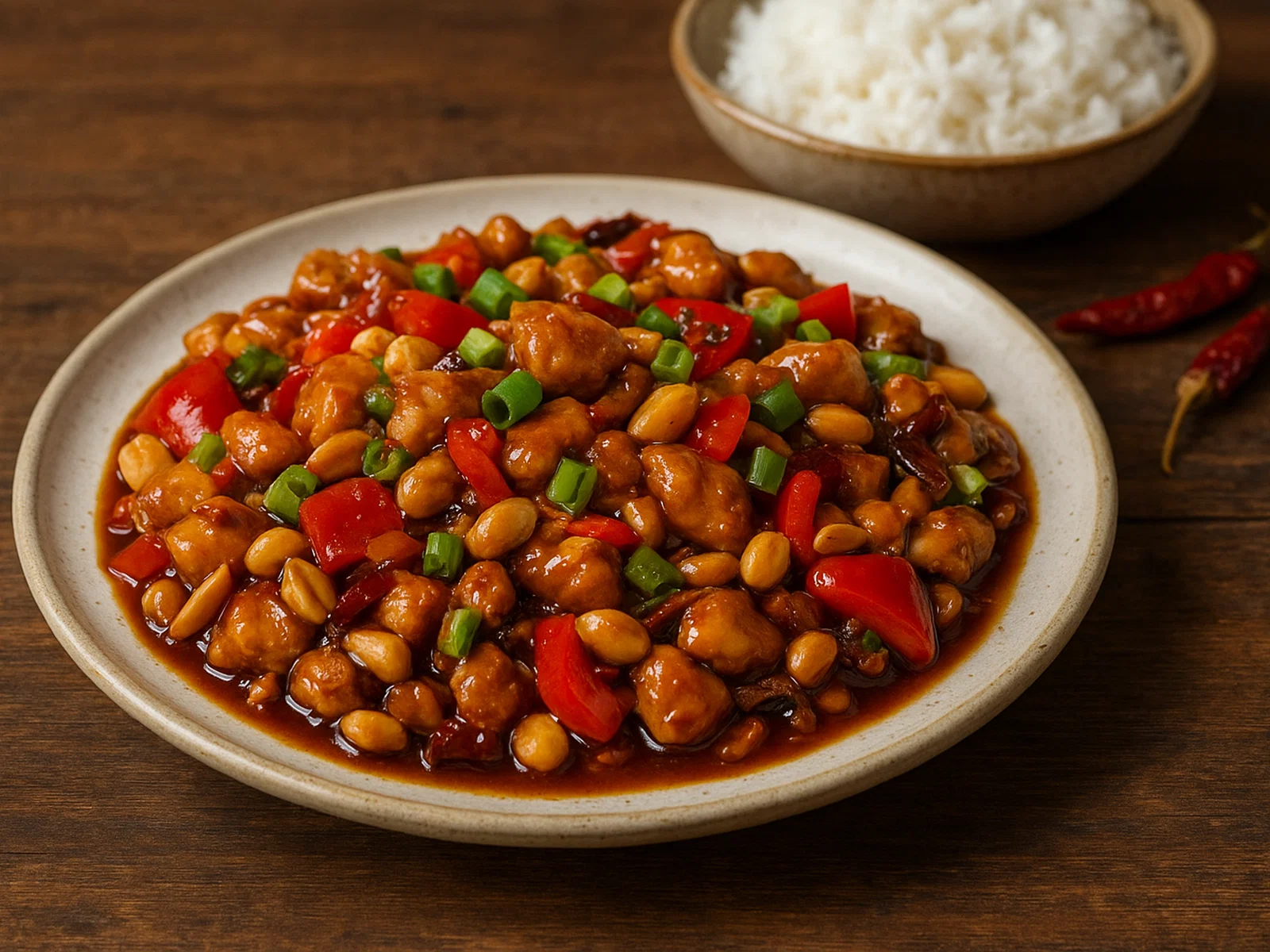 Kung Pao Huhn mit Erdnüssen und Paprika