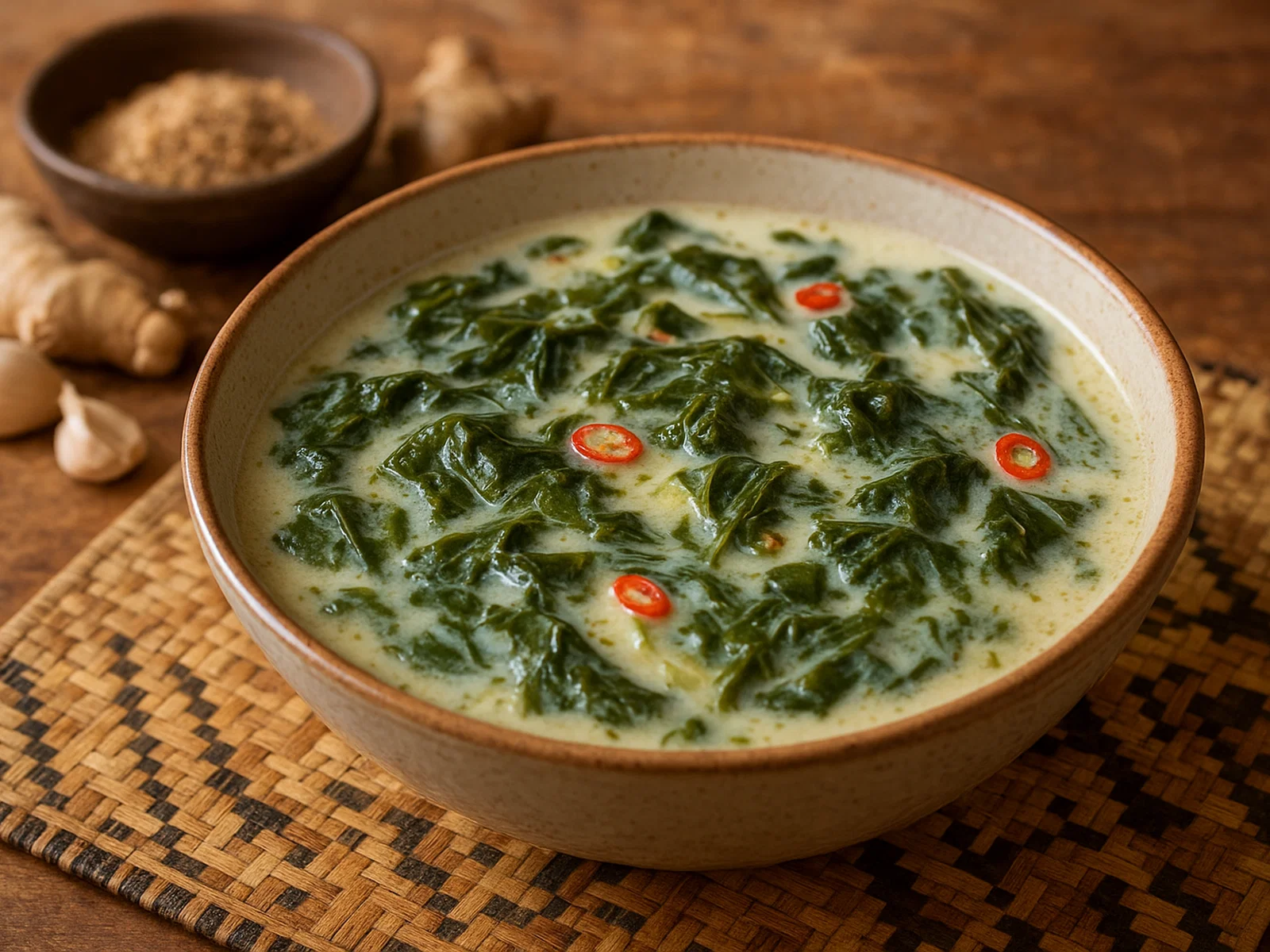Palauanische Taro-Blattsuppe mit Kokosmilch