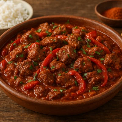 Kawurma – geschmortes Fleisch mit Paprika und Kräutern