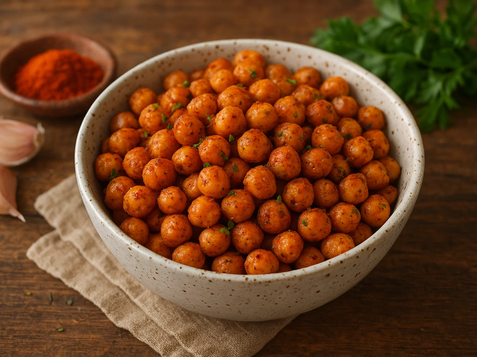 Pikante geröstete Kichererbsen-Snacks