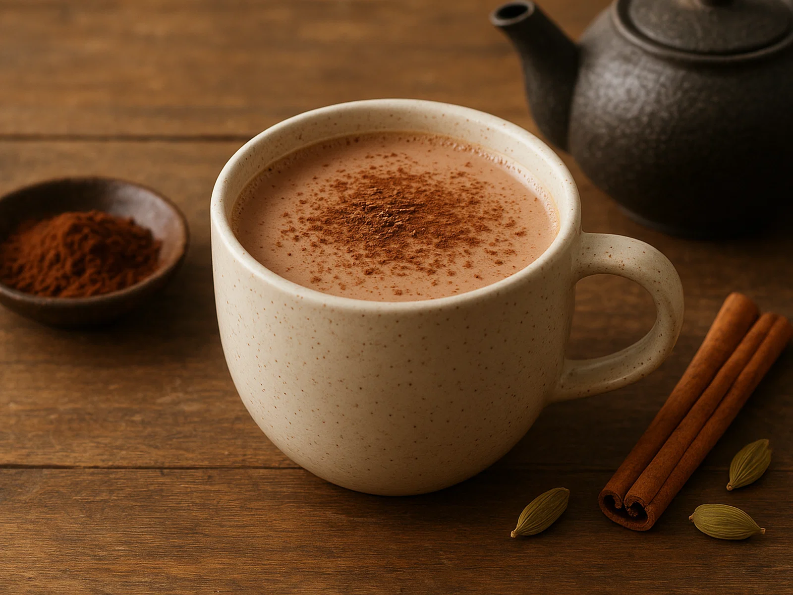 Würziger Kakao-Tee mit Milch
