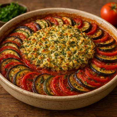 Ratatouille-Gratin mit Feta-Kräuter-Kruste