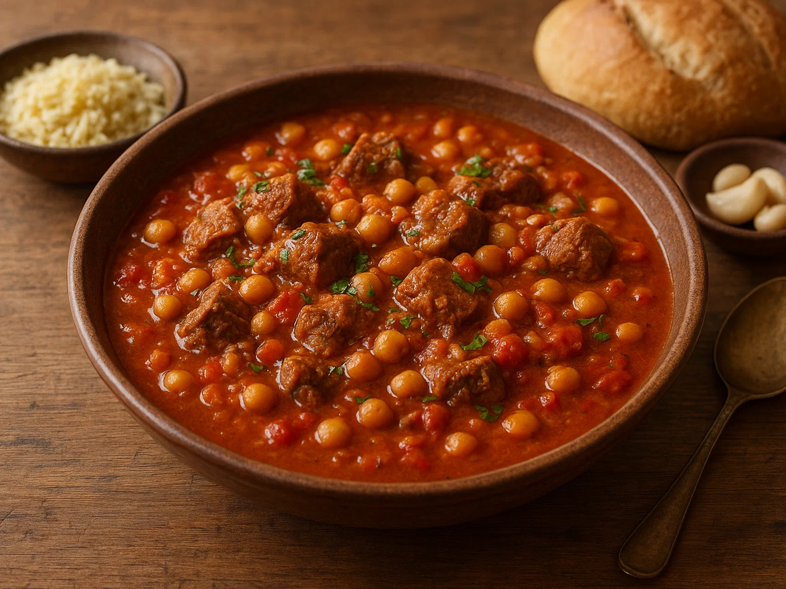 Chechour – würziger Eintopf mit Fleisch, Kichererbsen und Tomaten