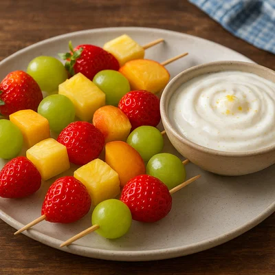 Obstspieße mit Honig-Joghurt-Dip