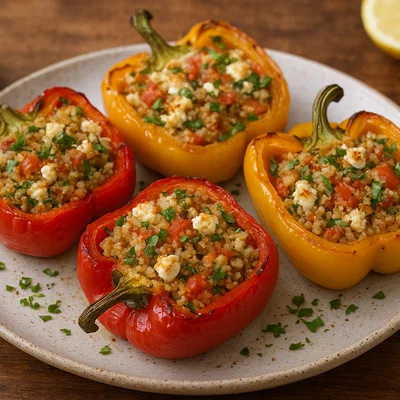 Pikante Paprikaschoten mit Quinoa-Feta-Füllung