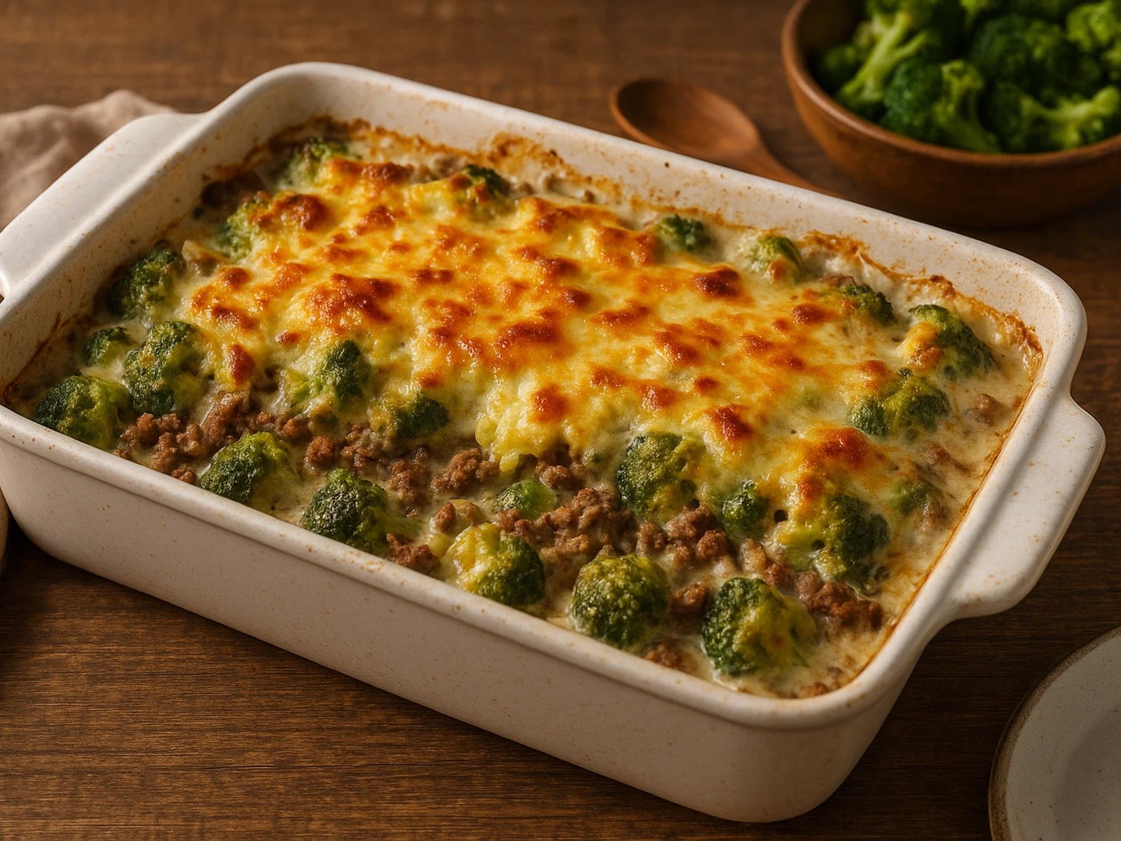 Herzhafter Rosenkohl-Auflauf mit Hackfleisch und Käsekruste