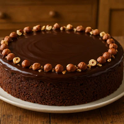 Schokoladen-Haselnuss-Torte mit Ganache