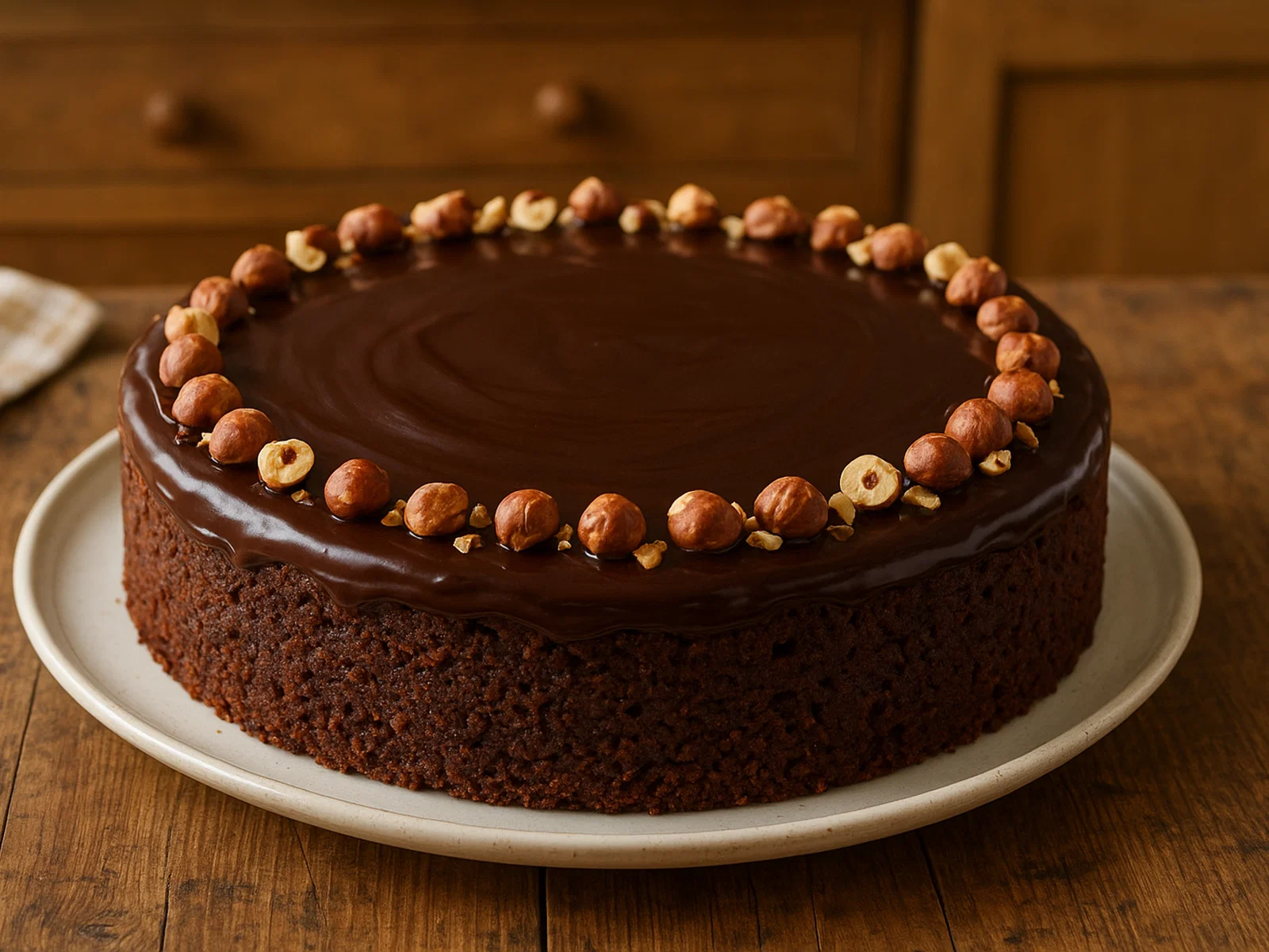 Schokoladen-Haselnuss-Torte mit Ganache