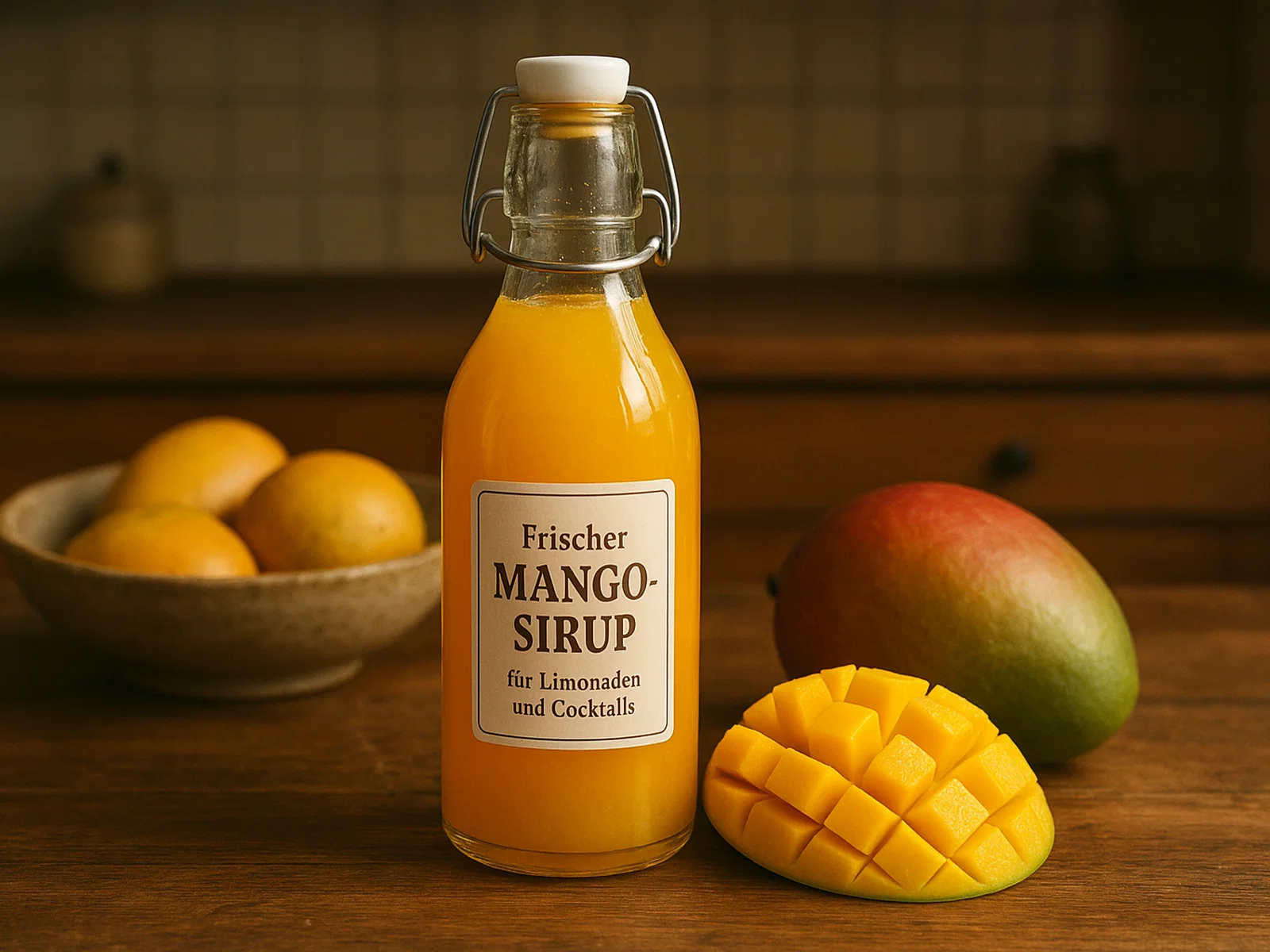 Frischer Mango-Sirup für Limonaden und Cocktails