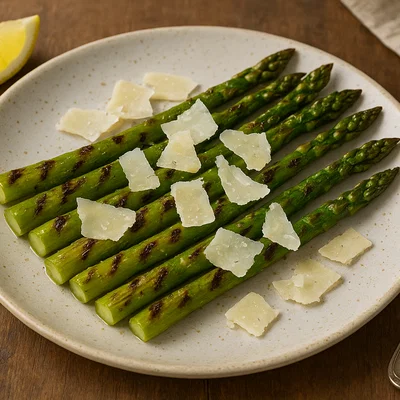 Gegrillter Spargel mit Parmesansplittern