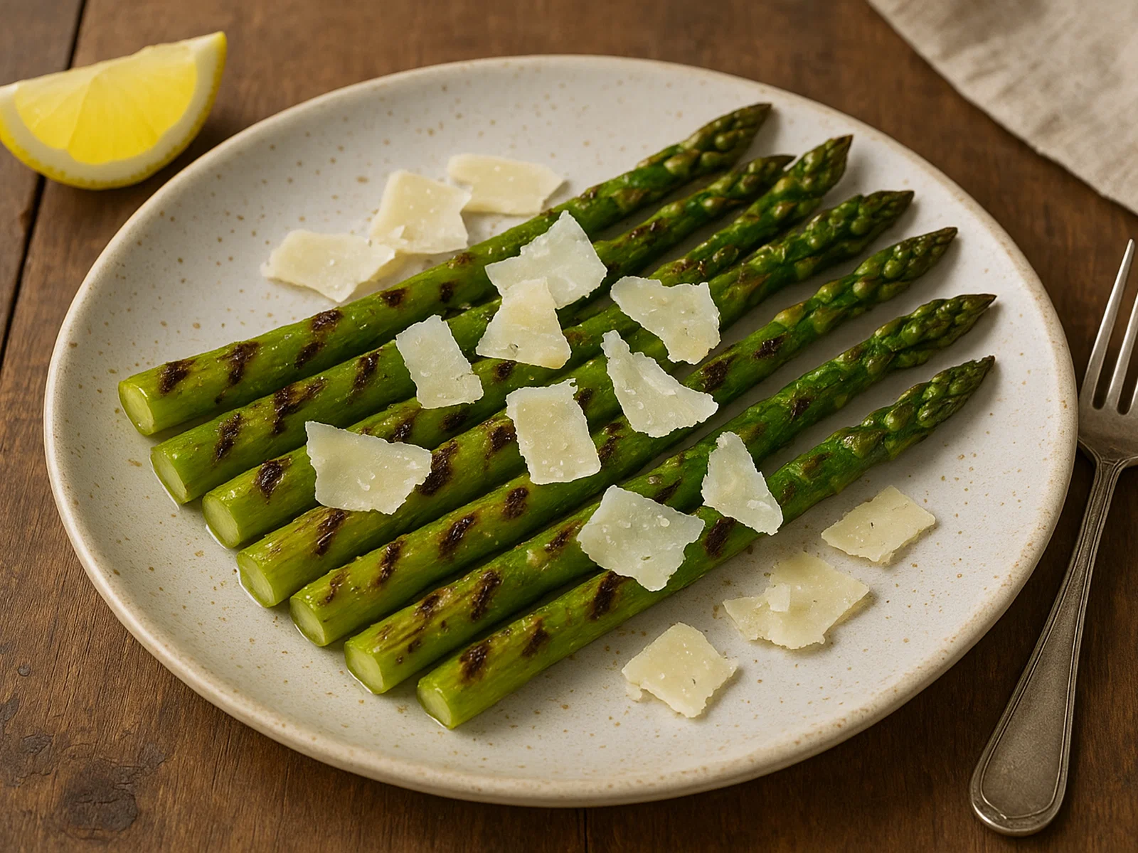 Gegrillter Spargel mit Parmesansplittern