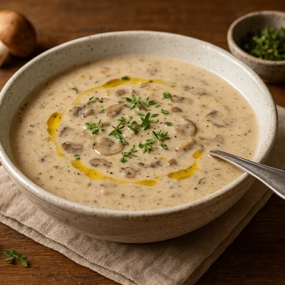 Cremige Pilzsuppe mit Trüffelöl
