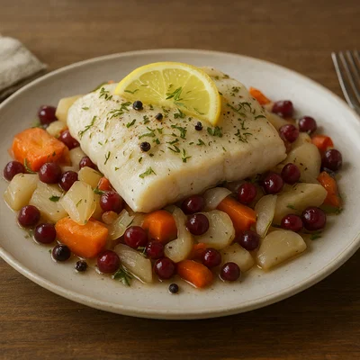 Kalaallit Kaagiat – marinierter Fisch auf arktischem Gemüse-Beeren-Bett