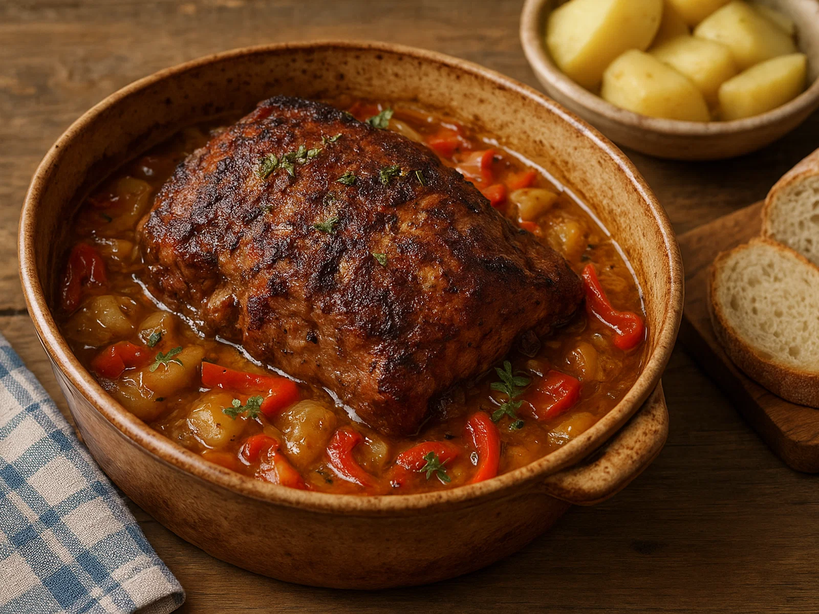 Slowakische Pečienka (geschmorte Schweineschulter mit Knoblauch und Majoran)