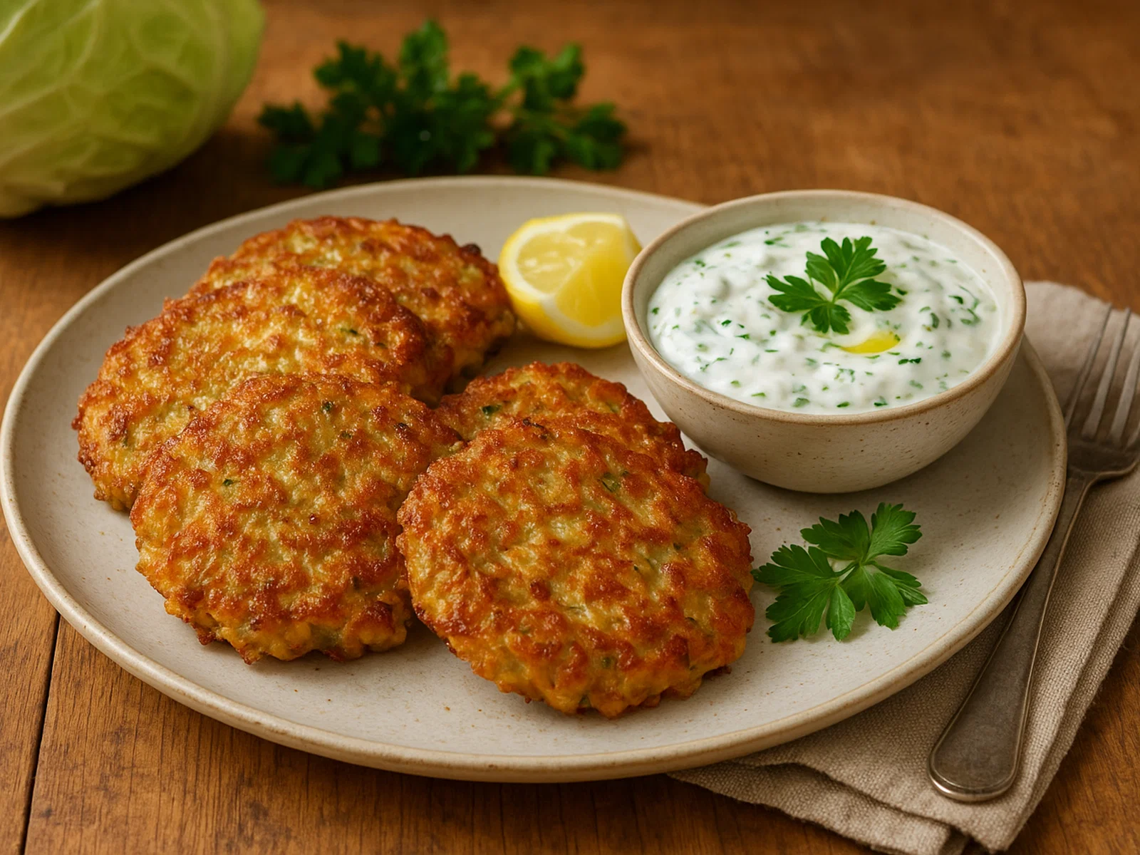 Spitzkohl-Puffer mit Kräuterquark