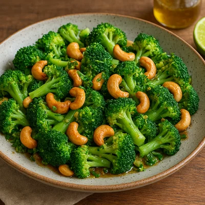 Brokkoli-Cashew-Salat mit Ingwer-Dressing