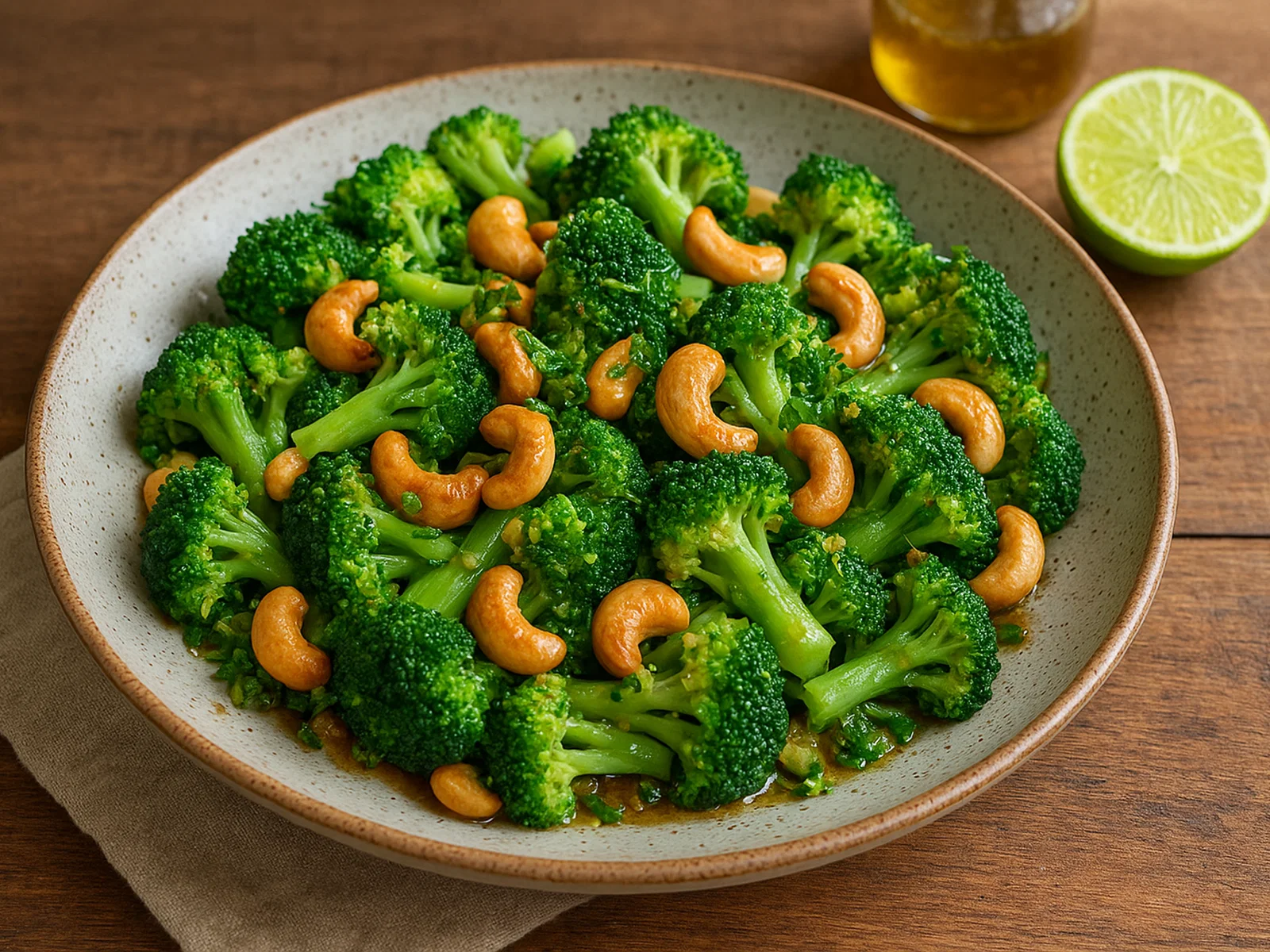 Brokkoli-Cashew-Salat mit Ingwer-Dressing