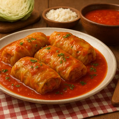Gołąbki – Polnische Kohlrouladen in Tomatensauce