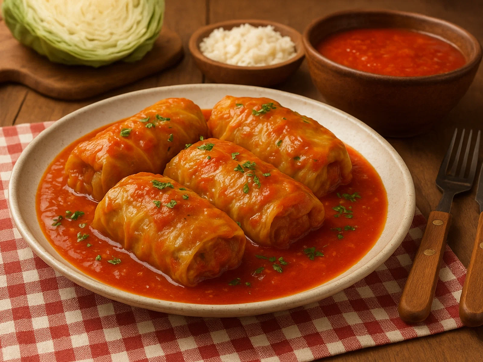 Gołąbki – Polnische Kohlrouladen in Tomatensauce