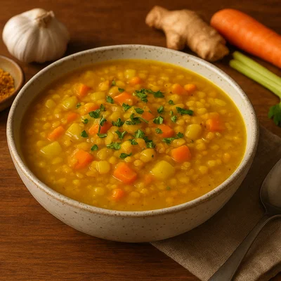 Linsensuppe mit Kurkuma und Ingwer