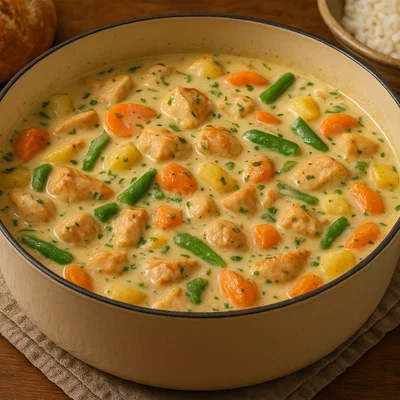 Herzhafter Hähnchen-Pot mit Gemüse in cremiger Sauce
