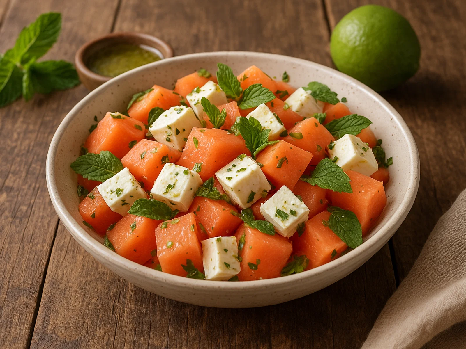 Melonen-Feta-Salat mit Minze