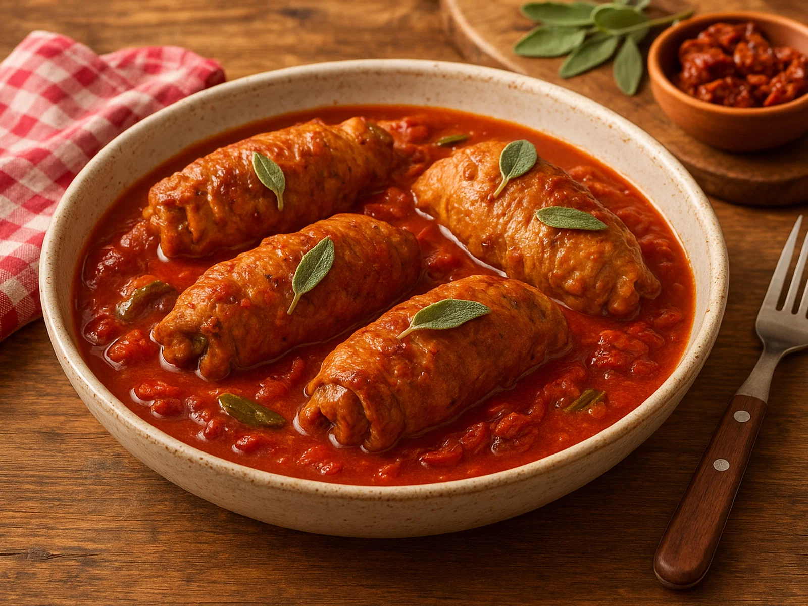 Tomaten-Salbei-Schweinefleischrouladen