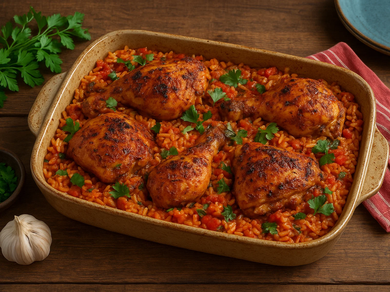 Benna – herzhaftes Gewürz-Hähnchen mit Tomatenreis