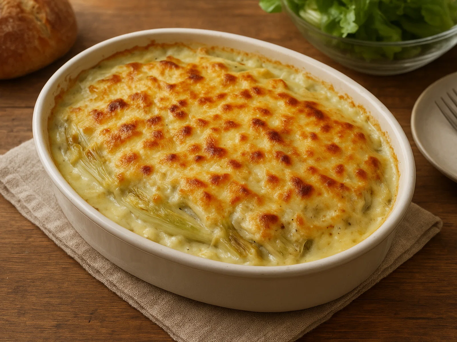Chicorée-Gratin mit goldbrauner Käsekruste