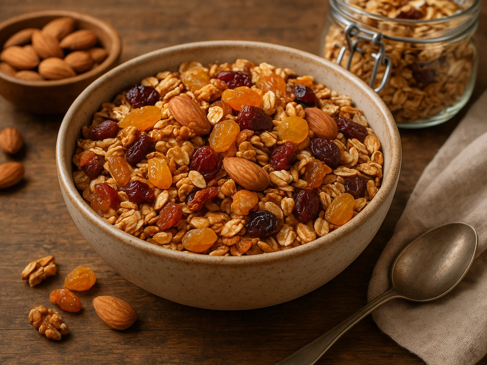 Müsli mit getrockneten Früchten und Nüssen