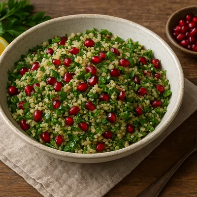 Granatapfel-Quinoa-Salat mit frischen Kräutern und Zitrone