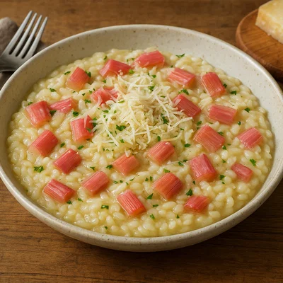 Cremiges Rhabarber-Risotto mit Parmesan