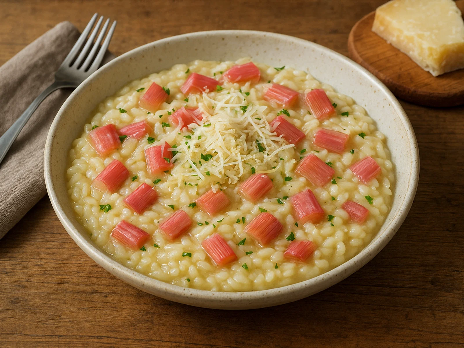 Cremiges Rhabarber-Risotto mit Parmesan