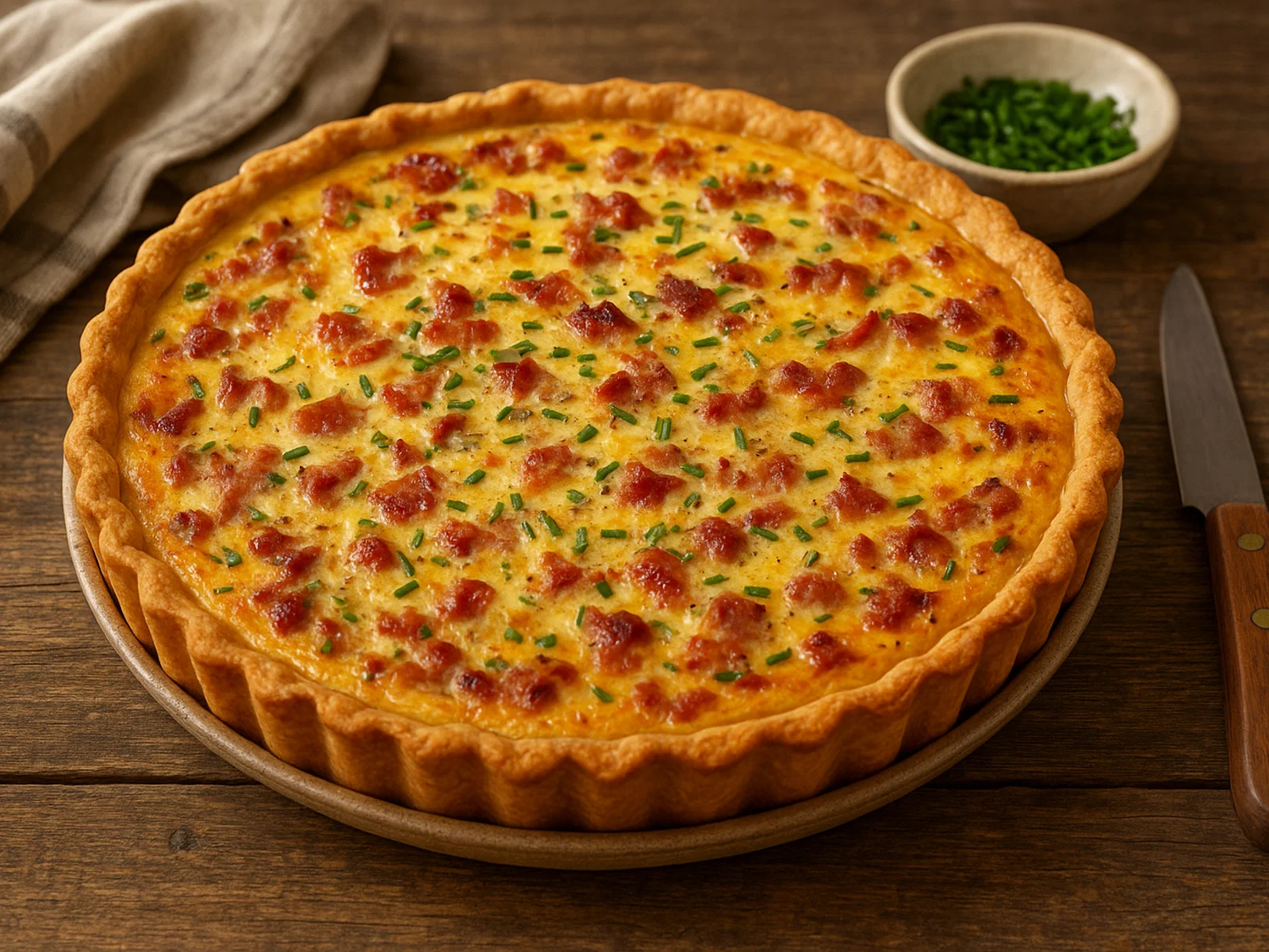 Klassische Quiche Lorraine mit knusprigem Mürbeteig