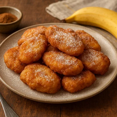Knusprige Bananenfritter mit Zimt und Vanille