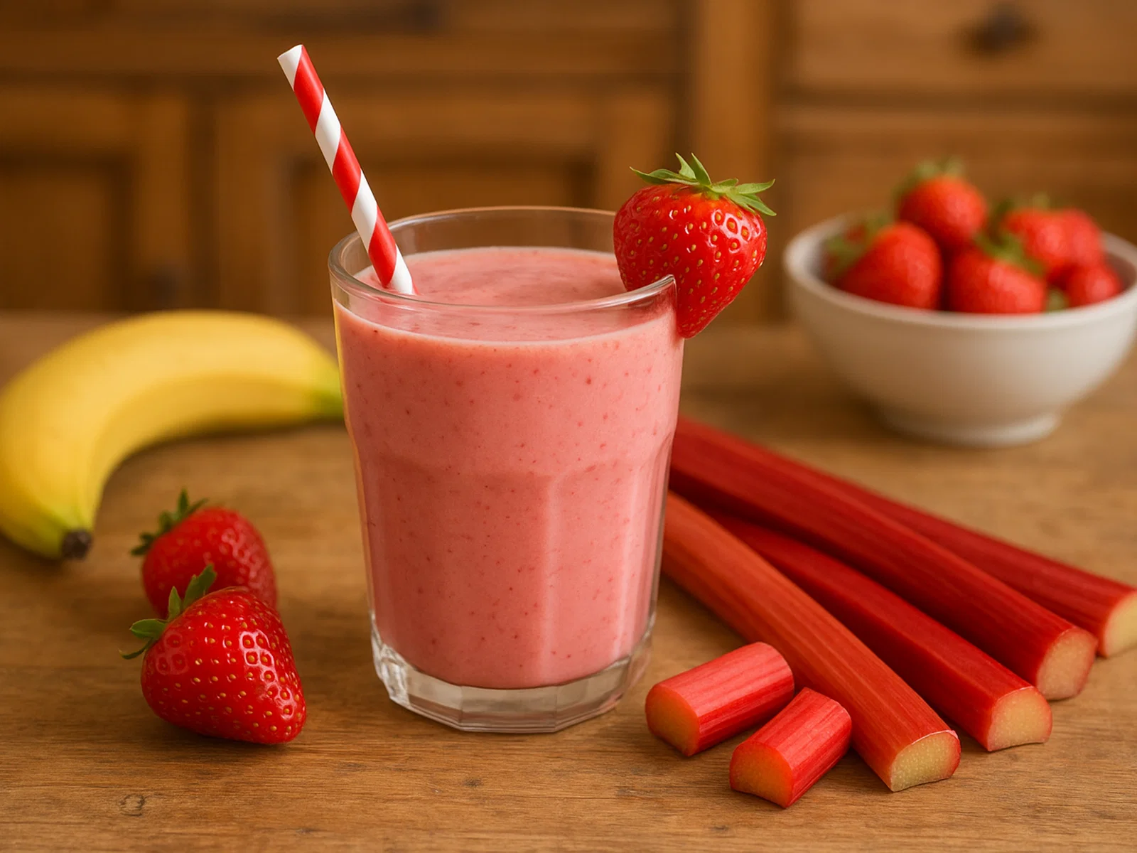 Erfrischender Rhabarber-Erdbeer-Smoothie