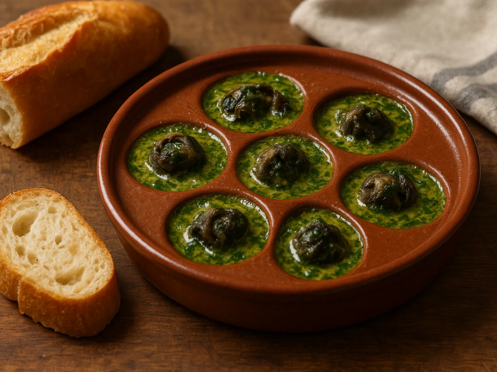 Escargots de l'Ile des Pins in aromatischer Kräuterbutter