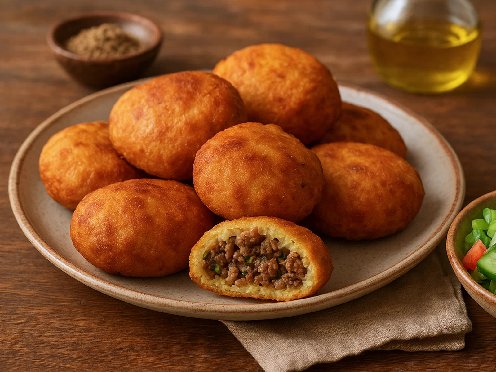 M’battan – Libysche gefüllte, frittierte Kartoffeln