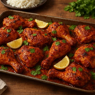 Piri-Piri-Huhn vom Blech mit Zitrone und Koriander