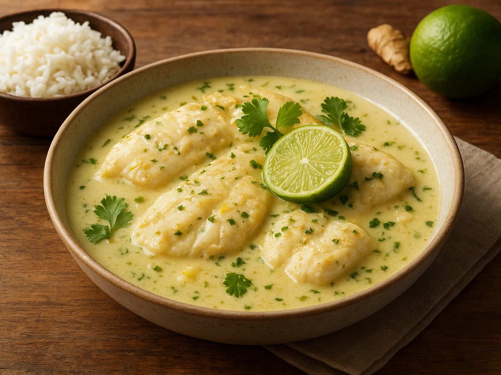 Kokosfisch in aromatischer Kokosmilchsauce
