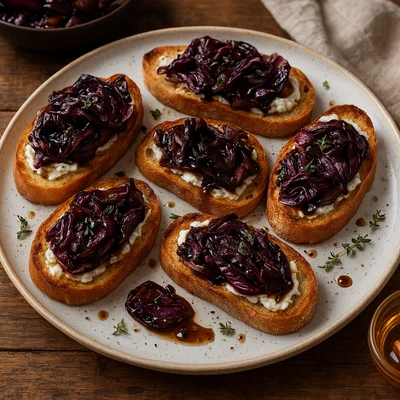Radicchio- und Ziegenkäse-Crostini mit Honig-Balsamico